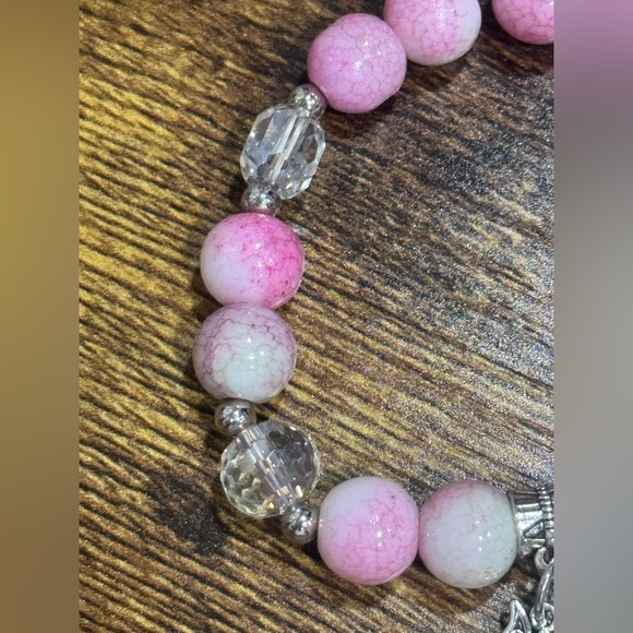 Pink and Silver Beaded Bracelet - Picture 3 of 3